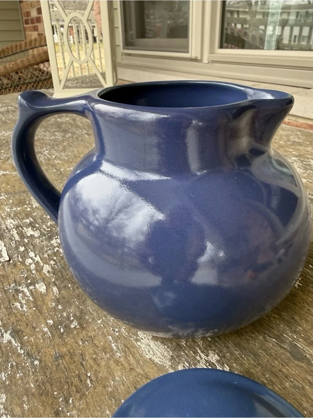 CHRISTIAN RIDGE POTTERY CUPPER COFFEE CARAFE COBALT BLUE CERAMIC 1994